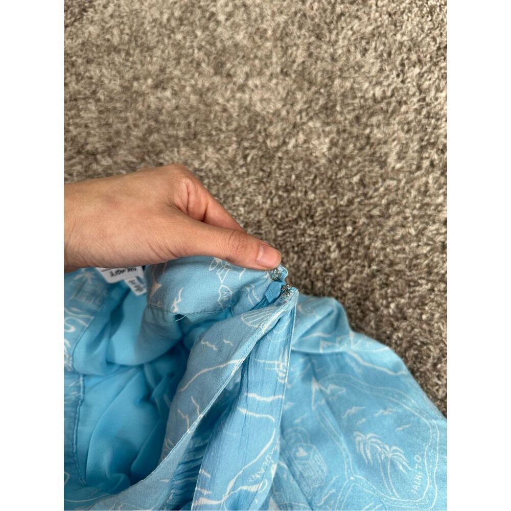 & Other Stories Paris Atelier Slit Crepe Midi Skirt Belt Blue Palm Tree Shell 4 - Picture 8 of 16